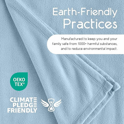 King Size Microfleece Blanket | Fleece Bed Blanket | All-Season Comfort| Supersoft Lightweight Throw Blanket | Plush Throw Blanket for Bed Couch or Sofa | Travel Blanket | Pet-Friendly | Blue