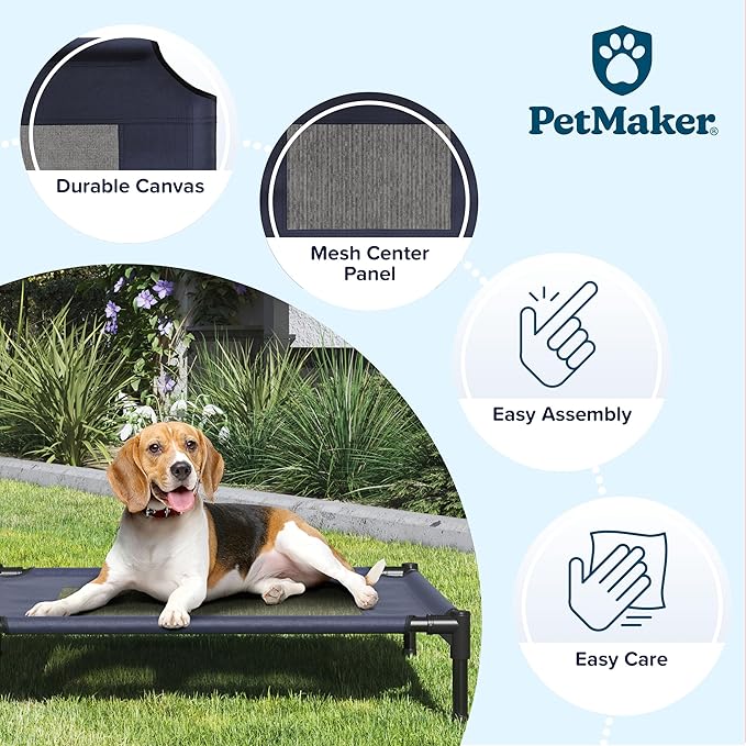 Elevated Dog Bed Cover - 30x24-Inch Replacement Pet Bed Cover with Mesh Panel - for Indoor/Outdoor Use - Dog Cot Not Included by PETMAKER (Blue)