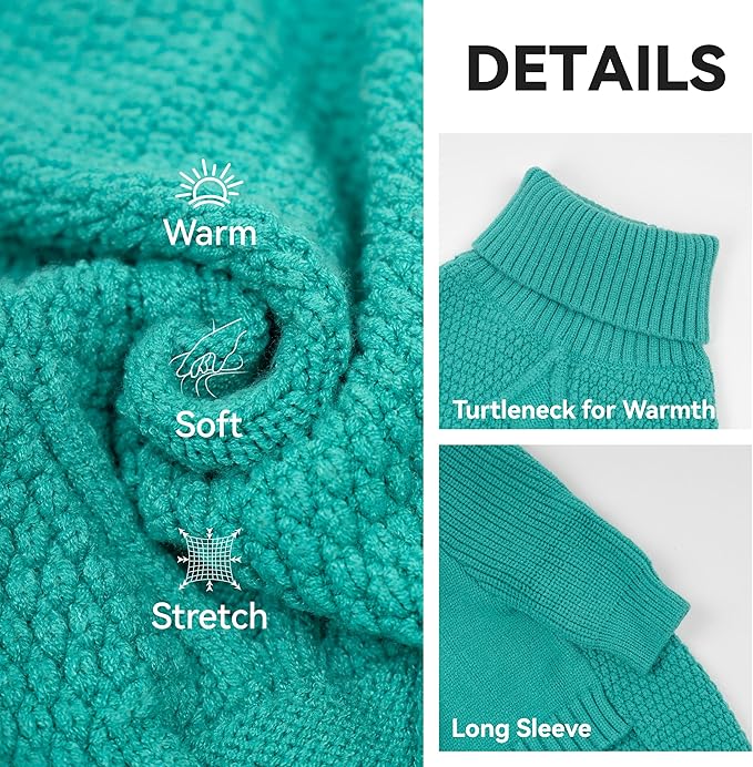 cyeollo 4XL Dog Sweater, Stretchy & Cozy Warm Dog Sweaters for Large Dogs Boy, Pullover Knit Fall Winter Sweatshirt for Giant Breed Big Dogs Clothes, Doberman Great Dane Apparel, Aqua Green XXXXL