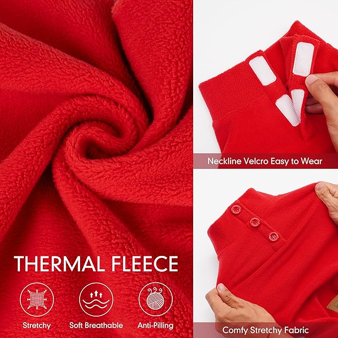 cyeollo Dog Pajamas Turtleneck Thermal Dog Pjs Fleece Stretch Jumpsuits Warm Pet Clothes Doggie Outfits for Small Dogs Color Red