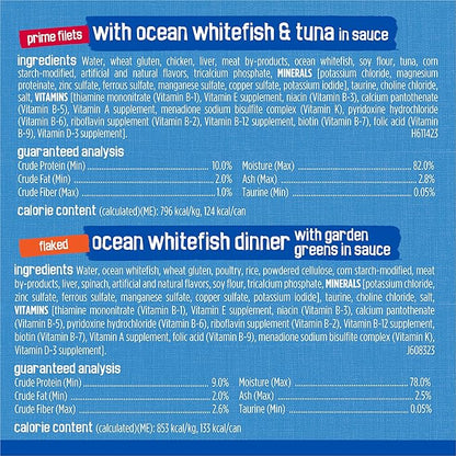 Friskies Purina Wet Cat Food Variety Pack, Oceans of Delight Flaked and Prime Filets - 5.5 oz. Cans (Pack of 80)
