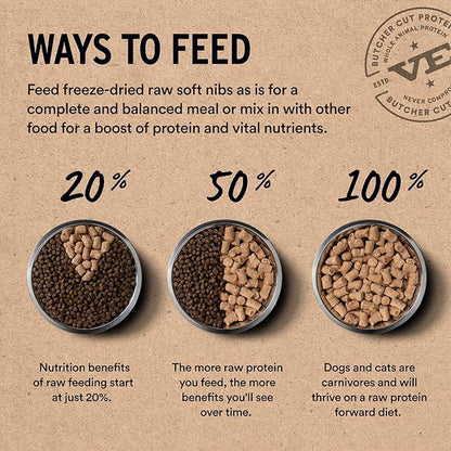 Vital Essentials Freeze Dried Cat Food, Raw Pork Soft Nibs | Complete Meal or Topper | 99% Pork, Organs & Bone | Limited Ingredient, High Protein, Grain Free Dry Cat Food | 12 oz Bag