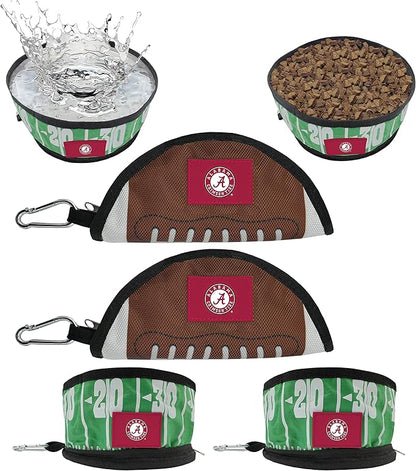 Pets First NCAA Alabama Crimson Tide Collapsible Dog Travel Bowl Set, 2 Pack Food & Water Bowls for Dogs, Best Portable & Lightweight Leak-Proof Dog Bowls for Travel