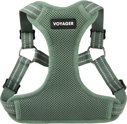 Best Pet Supplies Voyager Adjustable Step-in Flex Breathable Mesh Dog Harness for Small Medium Large Dogs Moss Green, XS
