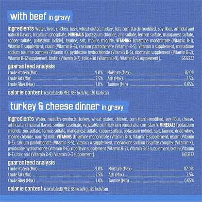 Friskies Purina Wet Cat Food Variety Pack, Shreds with Beef, Turkey & Cheese Dinner, Chicken & Salmon Dinner, and with Ocean Whitefish and Tuna - 5.5 oz. Cans (Pack of 80)