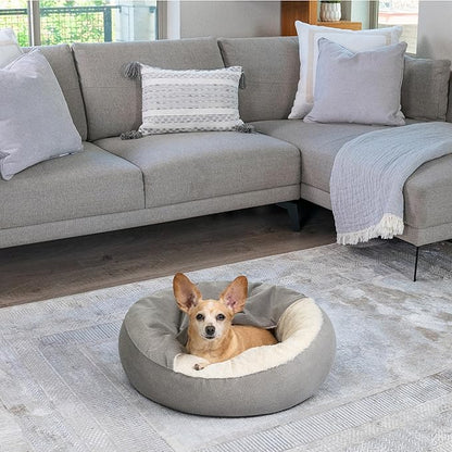 Best Friends by Sheri Cozy Cuddler Ilan Covered Cat and Dog Bed with Attached Blanket, Gray, 24"x24"