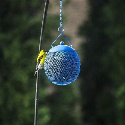 Backyard Expressions 3-Pack Metal Mesh Bird Feeders for Outdoors – Red, Blue & Yellow Squirrel-Resistant Hanging Feeders for Cardinals, Finches & Songbirds – Durable All-Weather Design