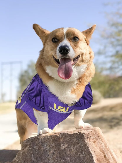 NCAA College Louisiana State University Tigers Mesh Jersey for Dogs & Cats, Small. Licensed Big Dog Jersey with Your Favorite Football/Basketball College Team (Pack of 2)