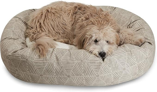 Majestic Pet 32" Charlie Beige Metallic Sherpa Bagel Bed