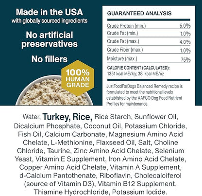 JustFoodForDogs Pantry Fresh Wet Dog Food, Complete Meal or Dog Food Topper, for Sensitive Stomachs, Balanced Remedy Human Grade Dog Food Recipe - 12.5 oz (Pack of 12)