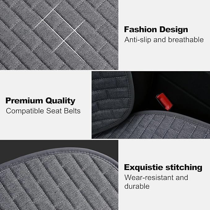 VarCozy Linen Car Seat Covers, Bottom Breathable Seat Covers for Cars for All Seasons with Non-Slip Protector, Universal Seat Covers for Cars, SUVs, Trucks