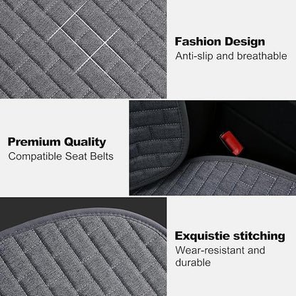 VarCozy Linen Car Seat Covers, Bottom Breathable Seat Covers for Cars for All Seasons with Non-Slip Protector, Universal Seat Covers for Cars, SUVs, Trucks