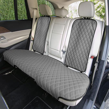 FH Group Car Seat Cushion Rear Set Faux Leather Automotive Seat Cushions - Universal Fit, Rear Car Seat Cushion, Car Seat Cushions With Non-slip Silicone Backing for SUV, Sedan, Van Gray