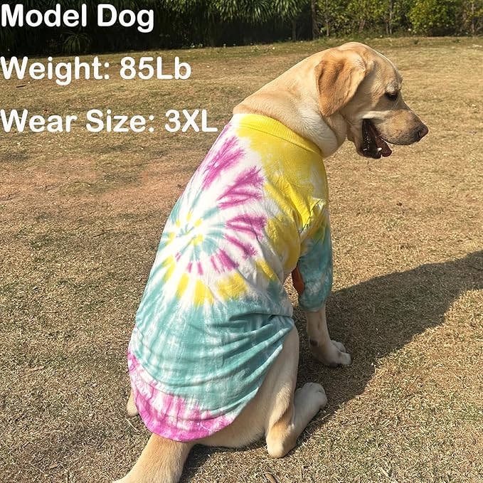 Dog Cotton Colorful Purple Yellow T-Shirts Soft and Stretchy Dog Shirt Pajamas Pets Clothes for Large Dogs(XL Purple)