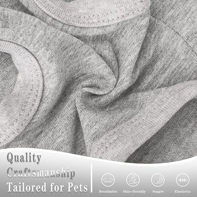 Stylish Cotton Dog Shirt with Print, Soft & Breathable, All-Season Comfort, Fits Most Breeds - Perfect Pet Apparel for Small, Medium, Large Dogs.Grey&l