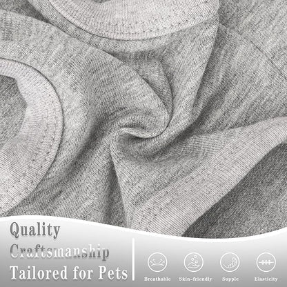 Stylish Cotton Dog Shirt with Print, Soft & Breathable, All-Season Comfort, Fits Most Breeds - Perfect Pet Apparel for Small, Medium, Large Dogs.Grey&4XL