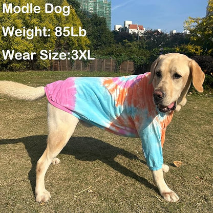 Dog Cotton Colorful Pink Orange T-Shirts Soft and Stretchy Dog Shirt Pajamas Pets Clothes for Medium Dogs(Medium PinkOrange)