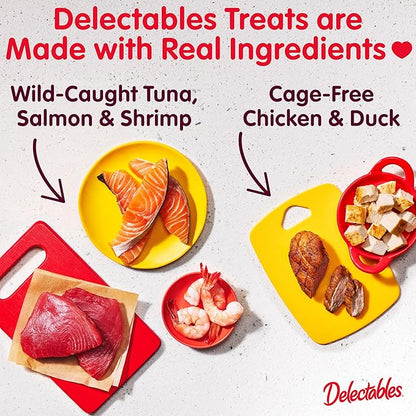 Delectables Squeeze Up Variety Pack, Creamy Squeezable Puree, Lickable Wet Cat Treats, Grain Free, No Added Fillers, No By-Products, No Added Preservatives, 0.5 Ounces Tube, 24 Tubes Total