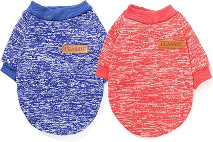 2 Pieces Dog Sweaters for Small Dogs Dog Clothes Female Winter Fleece Puppy Sweaters Warm Pet Outfit for Yorkie, Chihuahua, Bulldog, Dachshund, Pug