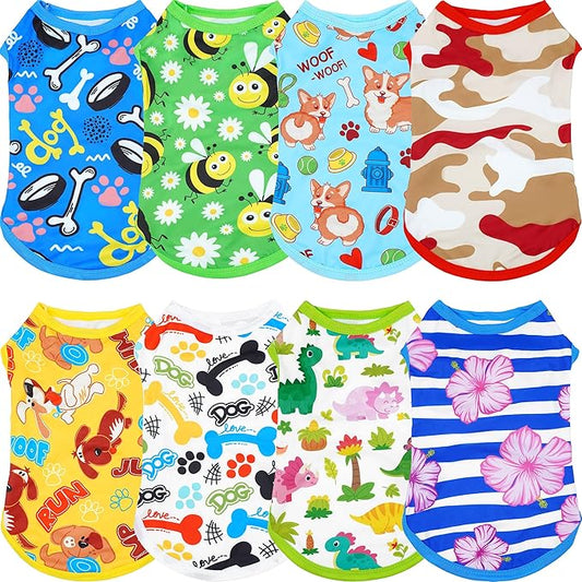 8PCS/Pack Dog Shirts Male for Medium Dog Boy Sleeveless T Shirts Soft Stretchy Cats Doggie Puppy Tank Top Tee Vest