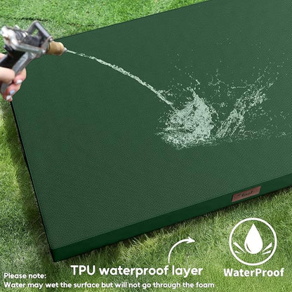 Outdoor All Weather Dog Bed, XXL Waterproof Dog Bed for Large Dogs, Orthopedic Egg Crate Foam Pet Mat with Removable Washable Oxford Cooling Cover, 47x29 Inch, Dark Green
