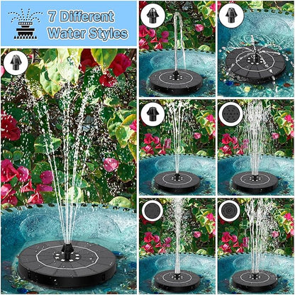 SZMP Solar Water Fountain, 2026 Upgrade 3.5W Solar Bird Bath Fountain Pump with Color LED Lights, 7 Nozzles & 4 Fixed Rods for Garden, Patio, Pond, Pool, Fish Tank, Outdoor Water Feature
