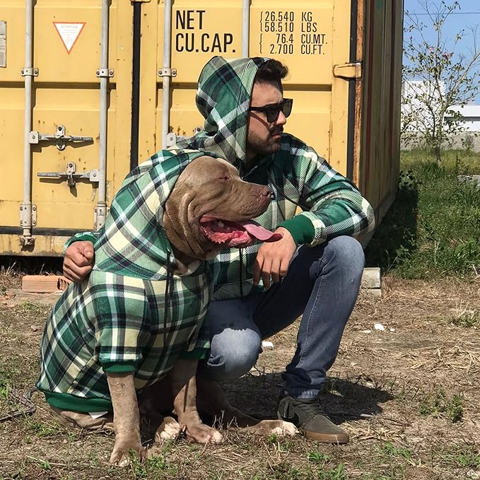 Spark Paws Human Hoodie - Premium Quality, Buttery Soft, Superior Comfort and Fit, Calming Fleece Interior, Suitable for All Styles – Green Plaid, L