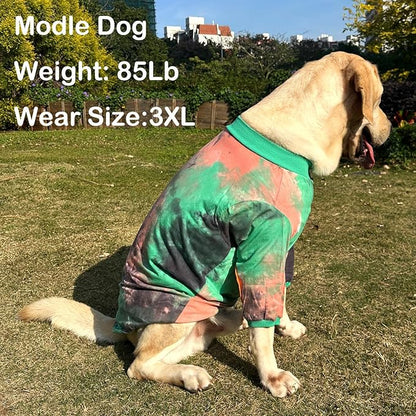 Dog Cotton Green Orange Tie Dye T-Shirts Soft and Stretchy Breathable Pet Shirt Pajamas Pets Clothes for Large Dogs (GreenOrange, XL)