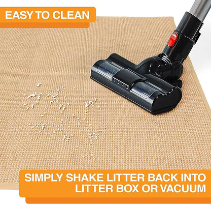 Neater Pets Jute Cat Litter Trapping Mat - Catches Spilled Litter Mess from Kitty Litter Box to Protect Floors, Soft on Cats Paws, Anti-Skid Backing, Easy to Clean, Beige, 24" x 36"