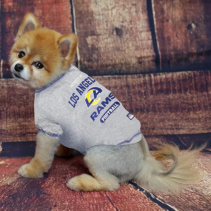 NFL Los Angeles Rams Dog T-shirt X-Large. - Licensed Shirt for Pets Team Colored with Team Logos- Premium Stretchable Materials for the comfort of your Dog & Cat