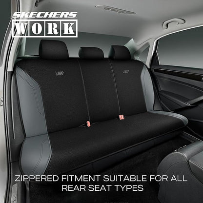 Skechers Car Seat Covers, Work Leather Seat Covers 5-Times Stronger Built-in Webbing, Oxford Fabric Seat Cover Full Sets, Airbag Compatible, Automotive Comfort for Cars, Trucks, SUVs,Grey