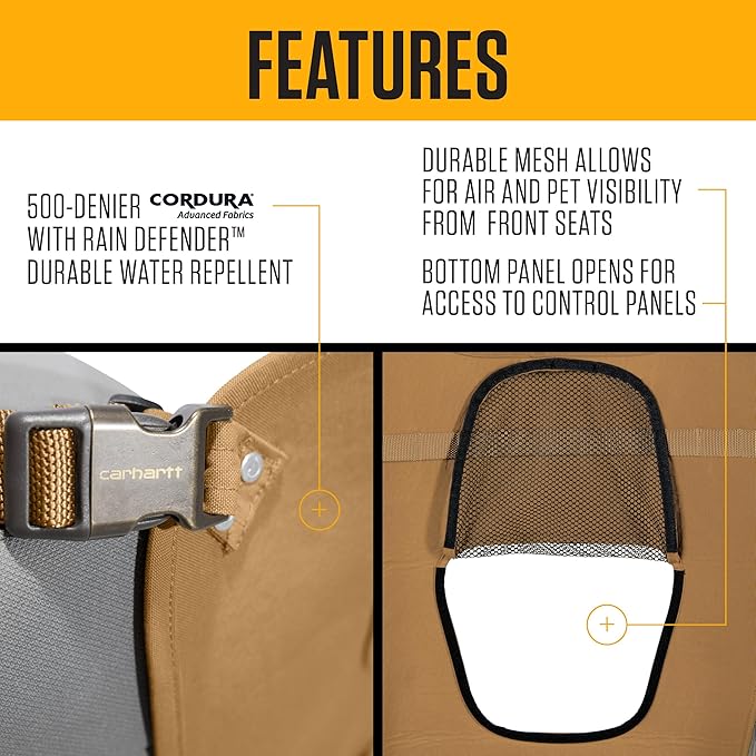 Carhartt Universal Nylon Duck Pet Barrier, Durable Pet Barrier with Rain Defender Durable Water Repellent, Carhartt Brown