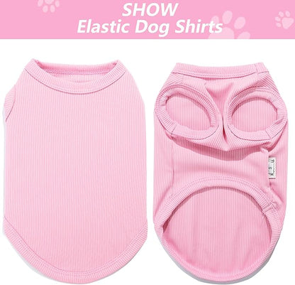 2 Pack Dog Clothes for Small Dogs Summer Dog Shirt Vest Girl Boy Lightweight Puppy T-Shirts Blank Soft and Cool Pet Clothing Sleeveless Medium Large Dog Outfit (Pink+D-Pink, X-Large)