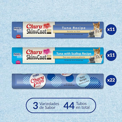 INABA Churu for Senior 10+,Creamy Lickable Cat Treats with Taurine,Vitamin E & C,0.5 Ounces Each,Tubes,Tuna & Chicken Variety,(Pack of 120)