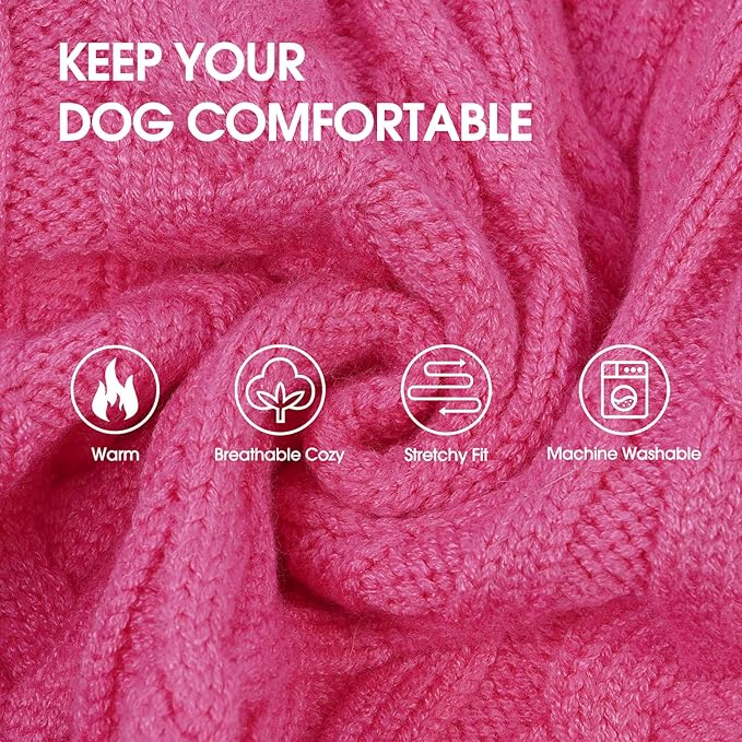 IECOii Girl Dog Sweater Dress, Great Dane Sweaters for Girl Dogs, Pink, 5XL, Extra Large Dog Sweater for Female Dogs Pet Winter Dress for Giant Breeds - Xmas Turtleneck Knitwear for Cold Weather