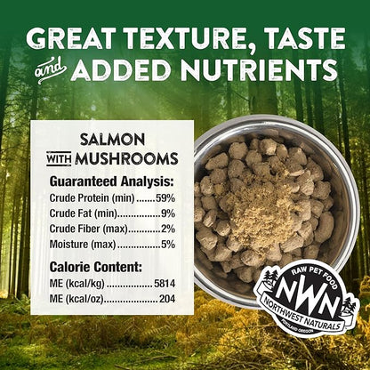 Northwest Naturals Freeze-Dried Salmon, Shiitake & Maitake Mushrooms Functional Topper for Dogs & Cats - Limited, Human Grade Ingredients, All Natural, Proudly Made in USA, 3.5 Oz (Pack of 2)
