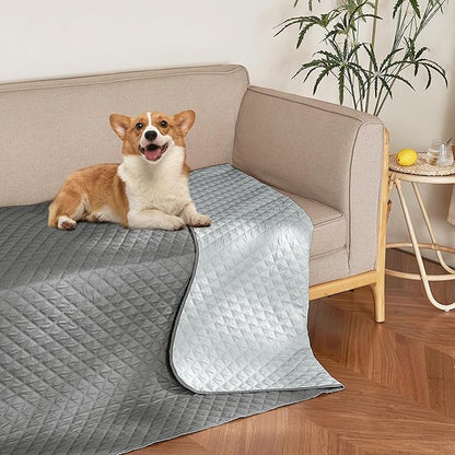 NICETOWN Waterproof Dog Bed Cover Couch Cover for Pet Anti-Slip Cat Mat Pet Pad Blanket for Sofa Chair Recliner Bed Furniture Protrctor, Set of 1, 52 inch x 82 inch, Dark Grey/Light Grey