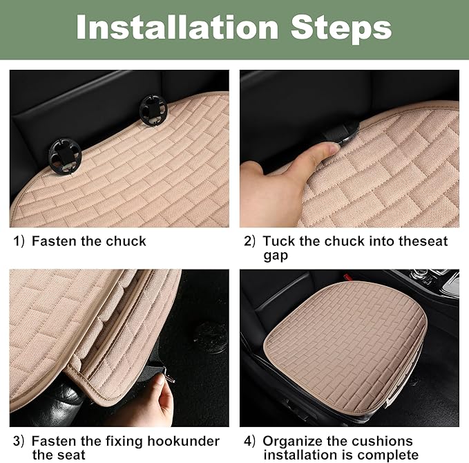 VarCozy Linen Car Seat Covers, Bottom Breathable Seat Covers for Cars for All Seasons with Non-Slip Protector, Universal Seat Covers for Cars, SUVs, Trucks
