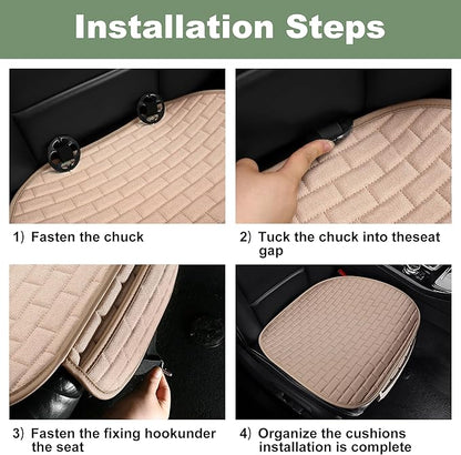 VarCozy Linen Car Seat Covers, Bottom Breathable Seat Covers for Cars for All Seasons with Non-Slip Protector, Universal Seat Covers for Cars, SUVs, Trucks