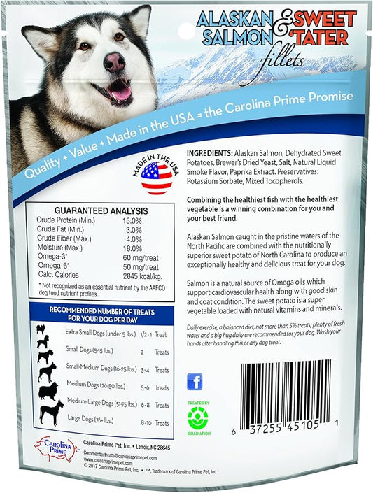 Carolina Prime Pet 45111 Salmon and Sweet Tater Fillets Treat for Dogs, 5 oz Pouch (Pack of 2)