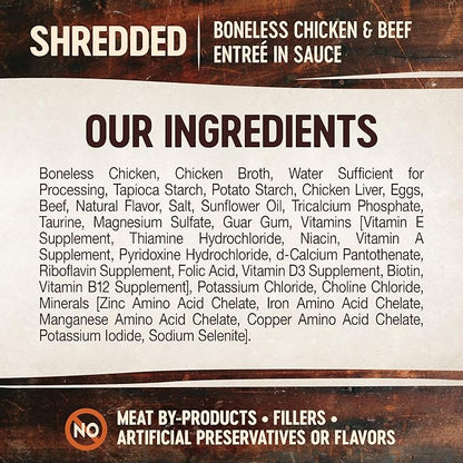 Wellness CORE Signature Selects Shredded Adult Canned Wet Cat Food, Natural, Protein Rich, Grain Free, Chicken and Beef Entrée Recipe, 5.3 oz, Pack of 12 Cans