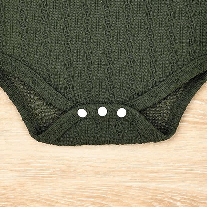 FOCUTEBB Baby Boy Clothes Cute Long Sleeve Romper Infant Pocket Overalls Adjustable Suspender Pants Set 0-18 Months