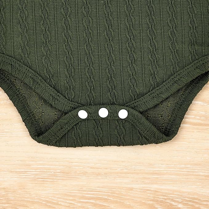 FOCUTEBB Baby Boy Clothes Cute Long Sleeve Romper Infant Pocket Overalls Adjustable Suspender Pants Set 0-18 Months