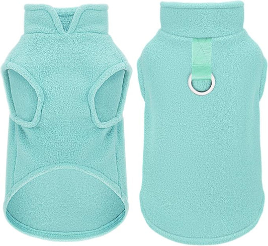 Sleeveless Pullover Fleece Vest for Small Dogs: Cozy Polyester Dog Jacket, Tank Top Sweater with Leash Ring and Armholes, Crisp, Warm, and Easy-to-Wear Design for Everyday Comfort Turquoise XL