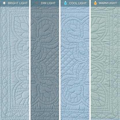 Madison Park Luxe Quilted Throw Blanket - Damask Stitching Design, Cotton Filled Spread, Ultra Soft, Cozy Bedding for Living Room Couch, Sofa, Bed, 60x72, Scalloped-Border Blue
