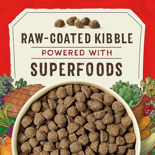 Stella & Chewy's SuperBlends Raw Coated Wholesome Grains Grass-Fed Beef, Beef Liver & Lamb Recipe with Superfoods, 3.5 lb. Bag