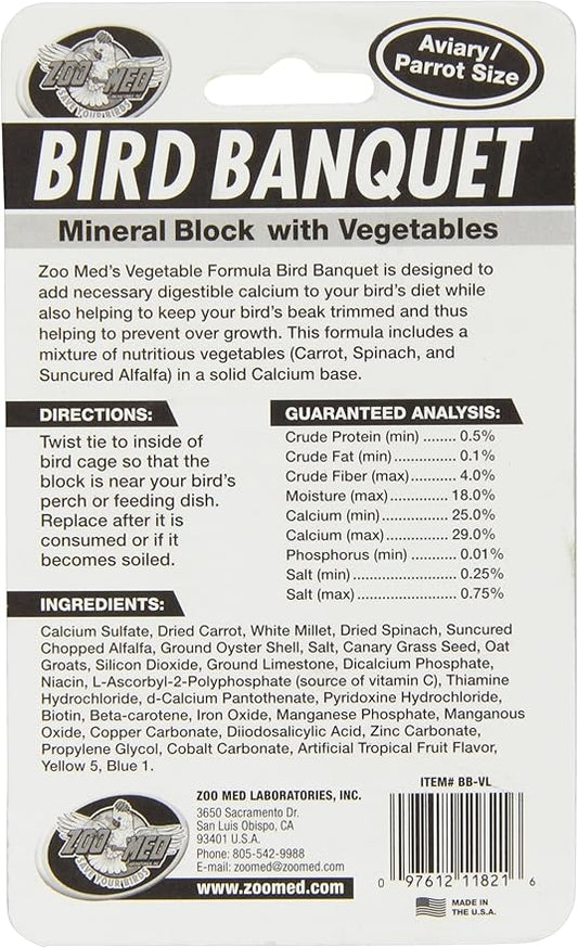 Zoo Med Mineral Block With Vegetables Bird Banquet, 5-Ounce