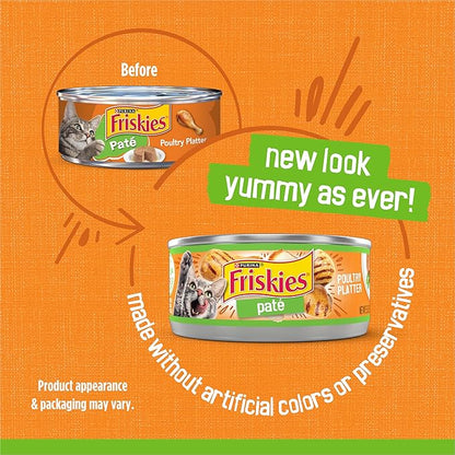 Friskies Purina Wet Cat Food Pate, Poultry Platter - (Pack of 48) 5.5 oz. Cans