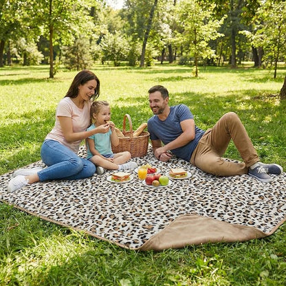 Waterproof Blanket for Bed, Couch, or Car - 60” x 80” Reversible Queen Size Throw Blanket for Reliable Leakproof Furniture Protection - Washable Pet Throws by Lavish Home (Leopard Print)