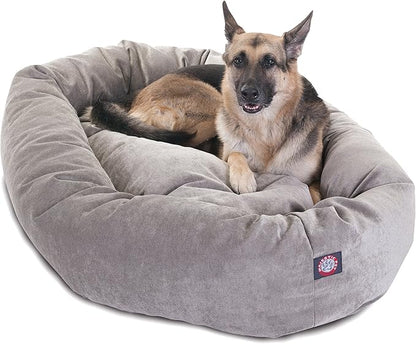 Majestic Pet 52 Inch Micro Velvet Calming Dog Bed Washable – Cozy Soft Round Dog Bed with Spine for Head Support - Fluffy Donut Puppy Mat 52x35x11 (inch) X- Large - Vintage (2025)